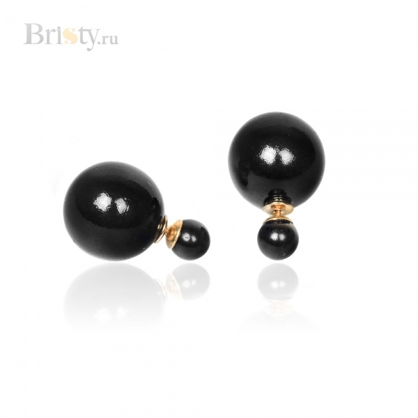 Серьги-шары черные в стиле Dior